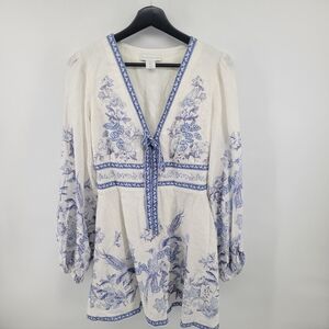 House of Harlow Linen Embroidered Mini Dress Size Small